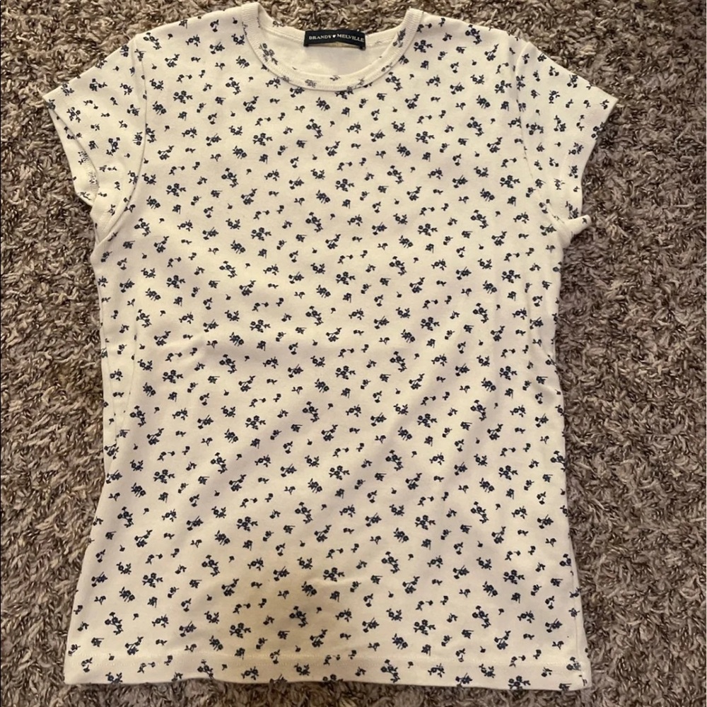 Rare sold out cream brandy Melville hailie floral top